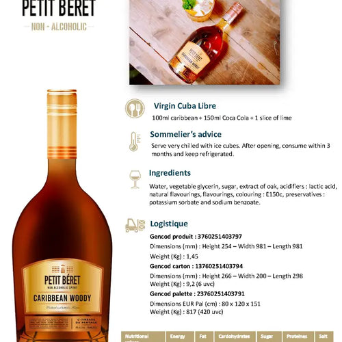 Le Petit Beret Caribbean Woody Rum 0% ABV Halal Certified 750ml